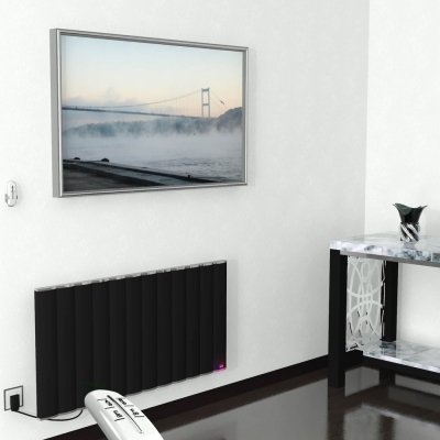 Radiva - Elektrikli Alüminyum Radyatör 1200 Watt 600x1200 Mat Siyah Uzaktan Kumandalı