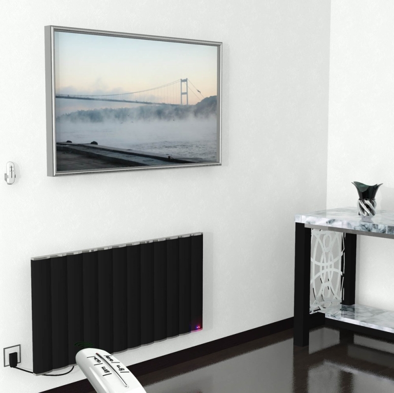 Elektrikli Alüminyum Radyatör 1200 Watt 600x1200 Mat Siyah Uzaktan Kumandalı - 2MAR06001200B3TE5120