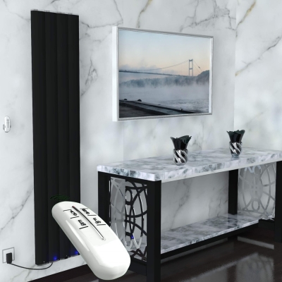 Radiva - Elektrikli Alüminyum Radyatör 800 Watt 1800x400 Mat Siyah Uzaktan Kumandalı - 500