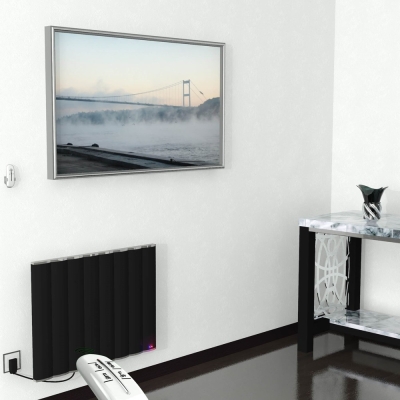 Radiva - Elektrikli Alüminyum Radyatör 800 Watt 600x800 Mat Siyah Uzaktan Kumandalı