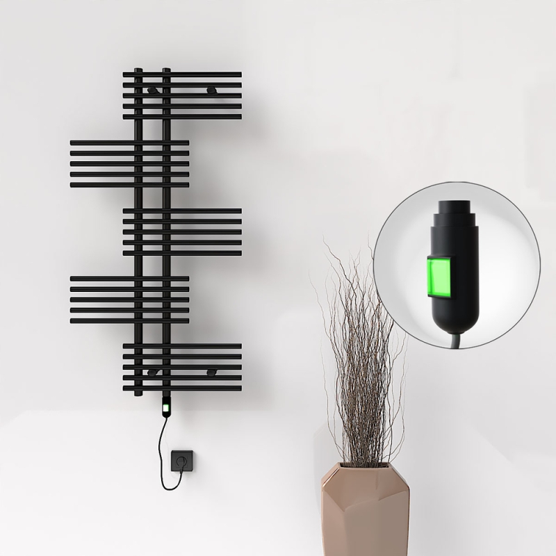 FIJI Elektrikli Havlupan 650x1250 Siyah Mat (On/Off Düğmeli) 600W - 1FIJ06501250B3ME1060