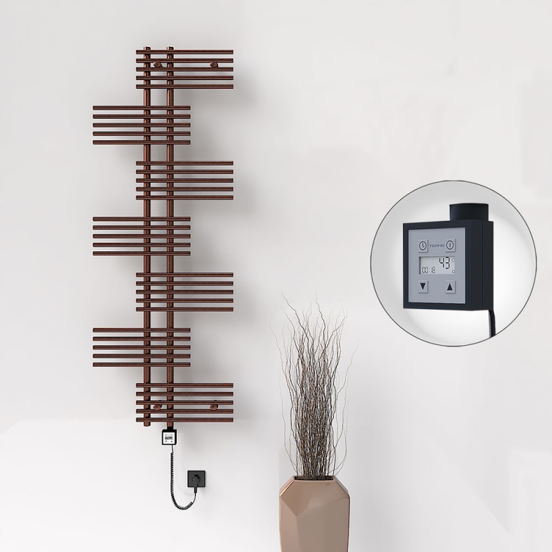 FIJI Elektrikli Havlupan 650x1762 Bakır Eskitme (KTX3 Termostat) 600W Spiral Kablolu - 1FIJ06501762K3PE7060-K