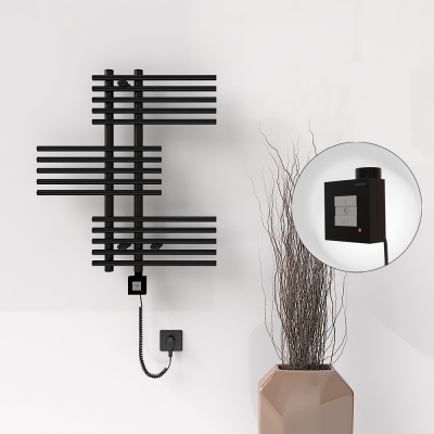 Radiva - FIJI Elektrikli Havlupan 650x740 Siyah Mat (KTX1 Termostat) 300W Spiral Kablolu