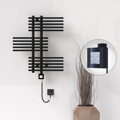 Radiva - FIJI Elektrikli Havlupan 650x740 Siyah Mat (KTX4 Termostat) 300W Spiral Kablolu