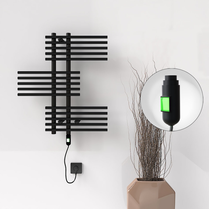 FIJI Elektrikli Havlupan 650x740 Siyah Mat (On/Off Düğmeli) 300W - 1FIJ06500740B3ME1030