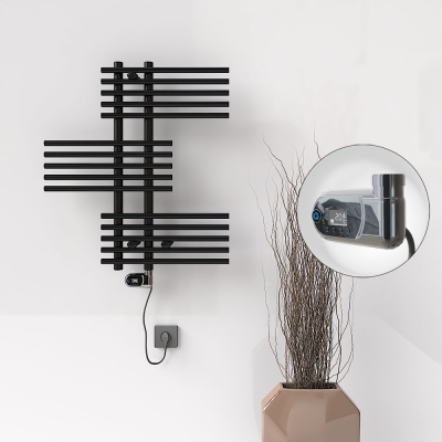 Radiva - FIJI Elektrikli Havlupan 650x740 Siyah Mat (Thesis Termostat) 300W (1)