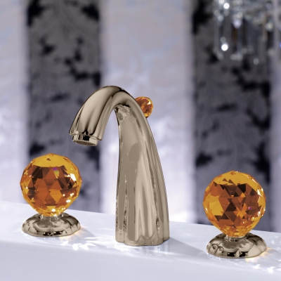 JORGER - Jörger Florale Crystal 3 Delikli Lavabo Bataryası Bronz Amber