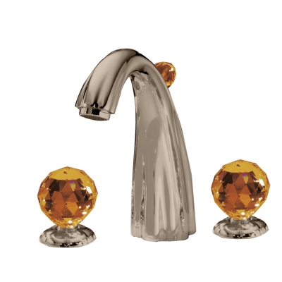 JORGER - Jörger Florale Crystal 3 Delikli Lavabo Bataryası Bronz Amber - 1