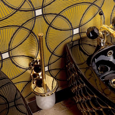 JORGER - Jörger Florale Crystal Duvara Monte Tuvalet Fırçalk Altın/Siyh (1)