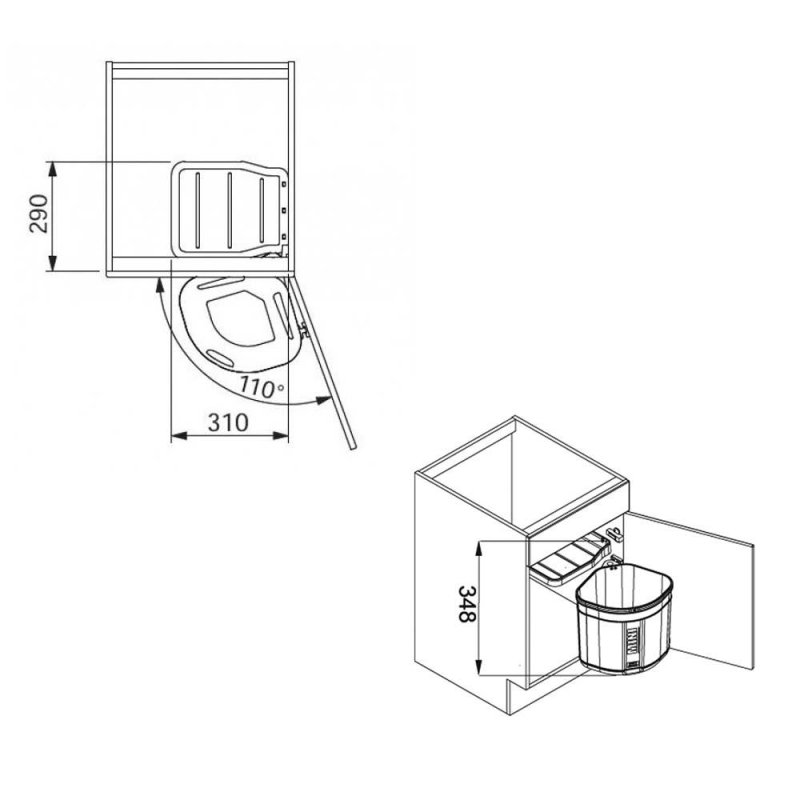 Franke Çöp Kutusu Dolap İçi Mini Sorter 17 Litre 121.0176.518 - 20FRN121.0176.518