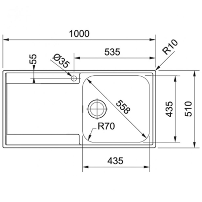 Franke Eviye Maris Mrx 211 Paslanmaz Çelik 100 x 51 cm 127.0490.531 - Thumbnail 20FRN127.0490.531