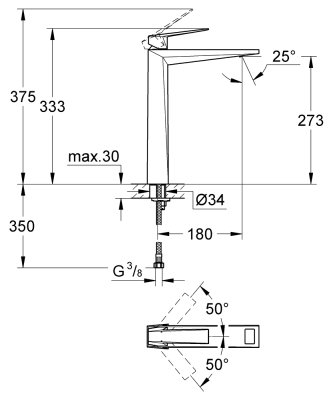 Grohe Allure Brilliant Lavabo Bataryası XL-Boyut Krom – 24346000 - Thumbnail 10GRO24346000