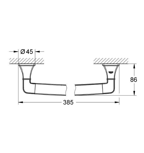 Grohe Banyo Tutamağı Barı 385 mm Grandera Krom - 40633000 - 10GRO40633000