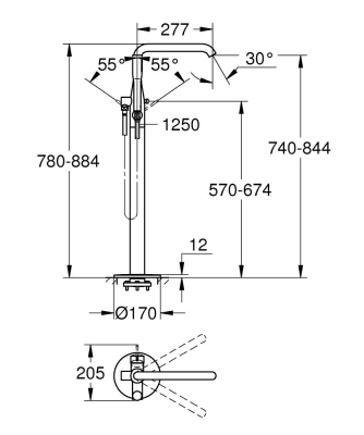 GROHE - Grohe Essence Yerden Küvet Bataryası Cool Sunrise - 25248GL1 (1)