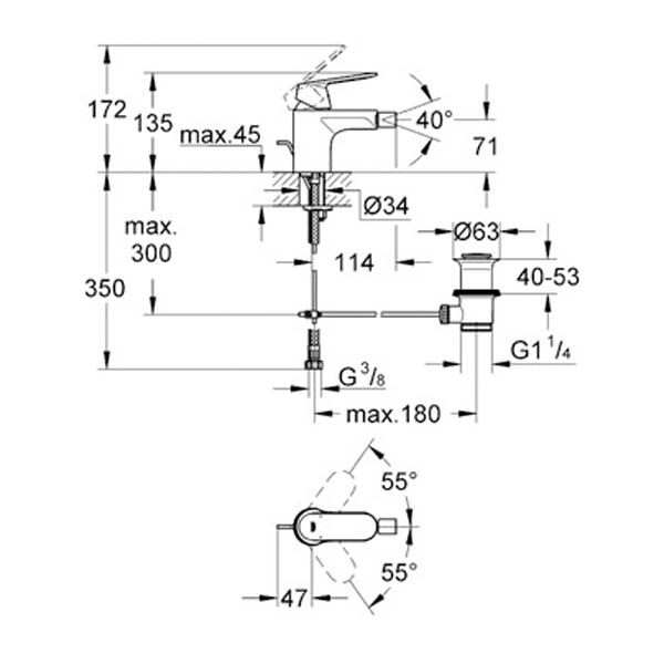 Grohe Eurocosmo Tek Kumandalı Bide Bataryası - 32839000 - 10GRO32839000