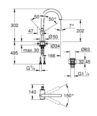 Grohe Lavabo Bataryası Atrio L Boyut Krom – 24362000 - Thumbnail 10GRO24362000