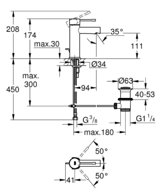 Grohe Lavabo Bataryası Essence S-Boyut Krom - 32898001 - Thumbnail 10GRO32898001