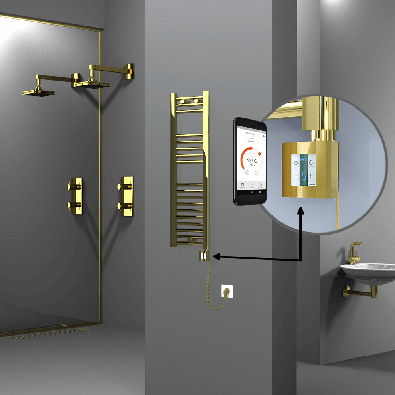 HAITI Elektrikli Havlupan 300x1000 Düz Altın (KTX4 Termostat) 200W Spiral Kablolu - 1HAI03001000DK2PEC020-K