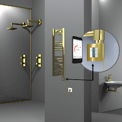 Radiva - HAITI Elektrikli Havlupan 300x1000 Düz Altın (KTX4 Termostat) 200W Spiral Kablolu