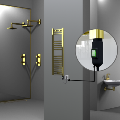 Radiva - HAITI Elektrikli Havlupan 300x1000 Düz Altın (On/Off Düğmeli) 200W