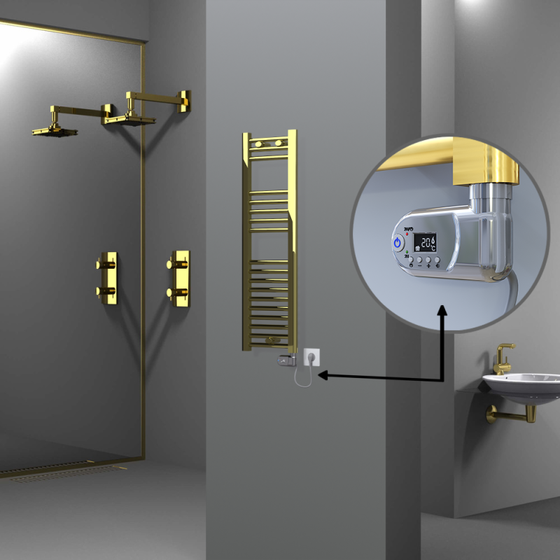 HAITI Elektrikli Havlupan 300x1000 Düz Altın (Thesis Termostat) 200W - 1HAI03001000DK2PE2020