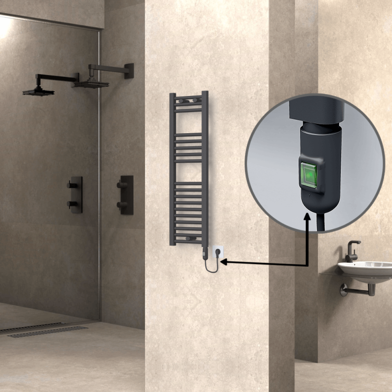 HAITI Elektrikli Havlupan 300x1000 Düz Antrasit (On/Off Düğmeli) 300W - 1HAI03001000DB2TE1030