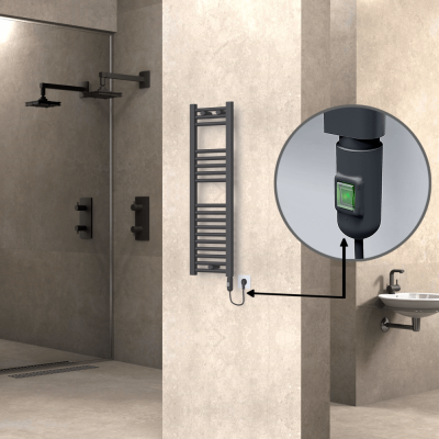 Radiva - HAITI Elektrikli Havlupan 300x1000 Düz Antrasit (On/Off Düğmeli) 300W (1)