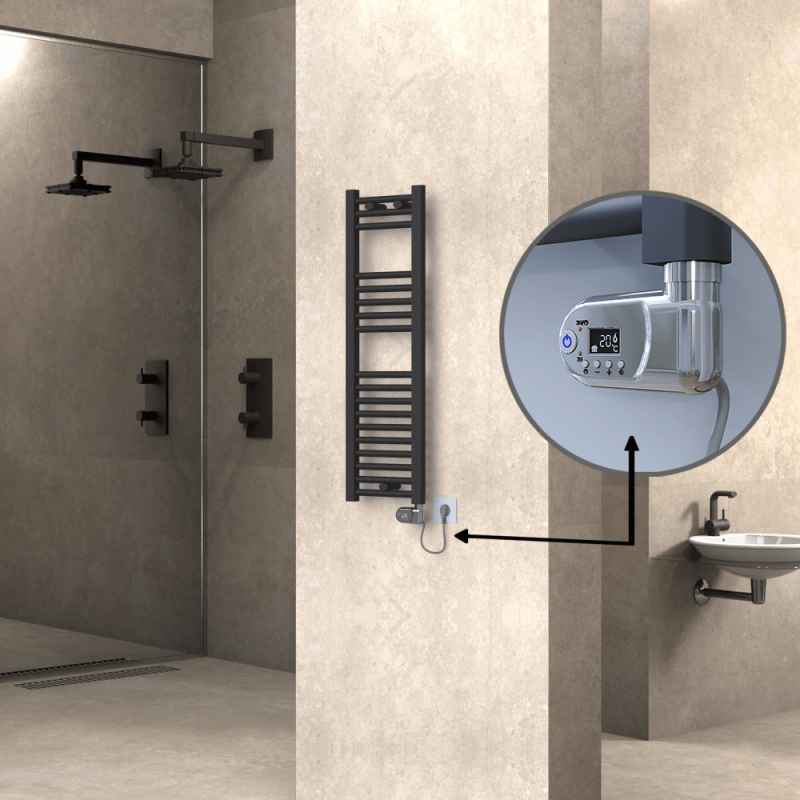 HAITI Elektrikli Havlupan 300x1000 Düz Antrasit (Thesis Termostat) 300W - 1HAI03001000DB2TE2030