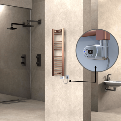  - HAITI Elektrikli Havlupan 300x1000 Düz Bakır Eskitme (Thesis Termostat) 200W