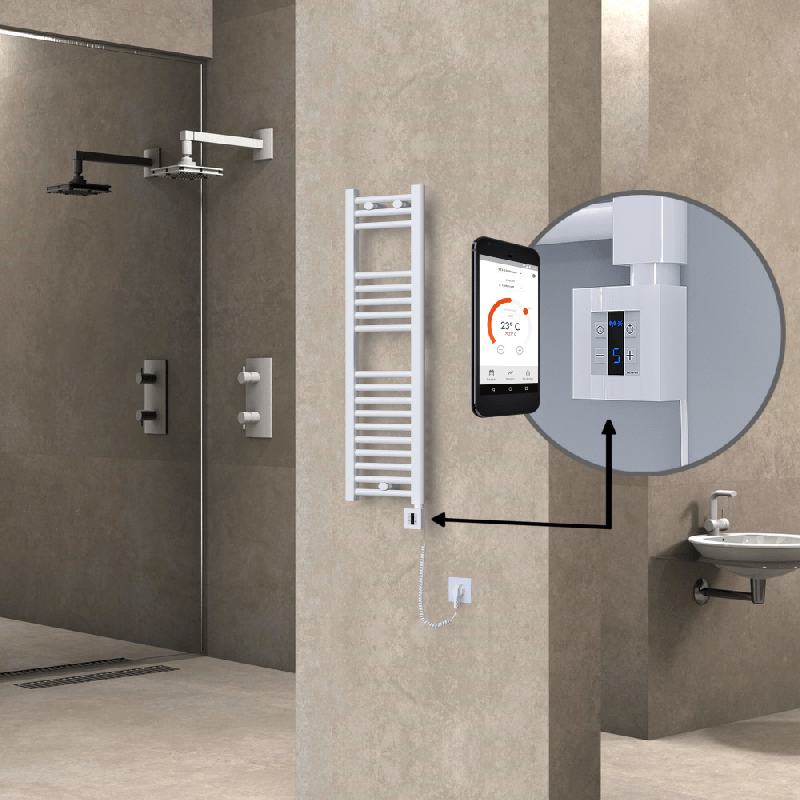 HAITI Elektrikli Havlupan 300x1000 Düz Beyaz (KTX4 Termostat) 300W Spiral Kablolu - 1HAI03001000DB1PEC030-K