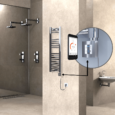 HAITI Elektrikli Havlupan 300x1000 Düz Krom (KTX4 Termostat) 200W Spiral Kablolu - Thumbnail 1HAI03001000DK1PEC020-K