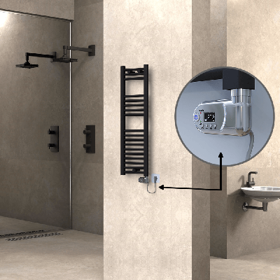 Radiva - HAITI Elektrikli Havlupan 300x1000 Düz Siyah (Thesis Termostat) 300W