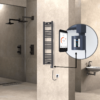 Radiva - HAITI Elektrikli Havlupan 300x1100 Düz Antrasit (KTX4 Termostat) 300W Spiral Kablolu