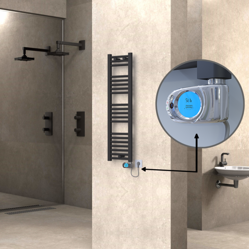 HAITI Elektrikli Havlupan 300x1100 Düz Antrasit (Musa Termostat) 300W - 1HAI03001100DB2TE3030