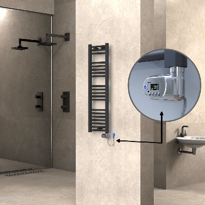 Radiva - HAITI Elektrikli Havlupan 300x1100 Düz Antrasit (Thesis Termostat) 300W (1)