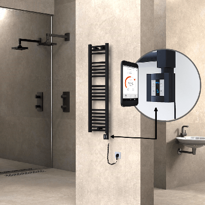 Radiva - HAITI Elektrikli Havlupan 300x1100 Düz Siyah (KTX4 Termostat) 300W Spiral Kablolu (1)