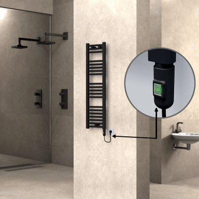 Radiva - HAITI Elektrikli Havlupan 300x1100 Düz Siyah (On/Off Düğmeli) 300W