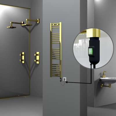 Radiva - HAITI Elektrikli Havlupan 300x1200 Düz Altın (On/Off Düğmeli) 200W