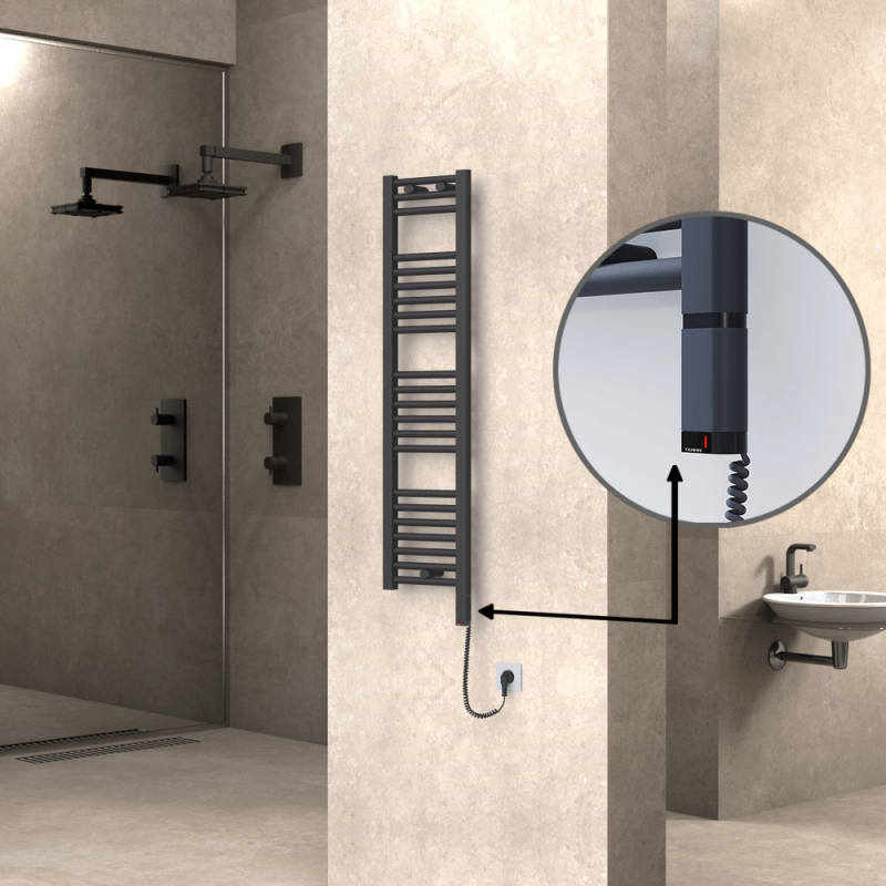 HAITI Elektrikli Havlupan 300x1200 Düz Antrasit (OneD On/Off ) Sağ 300W - 1HAI03001200DB2TE8030