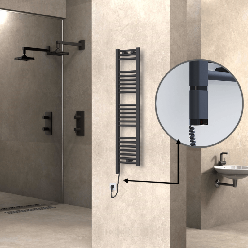 HAITI Elektrikli Havlupan 300x1200 Düz Antrasit (OneD On/Off ) Sol 300W - 1HAI03001200DB2TE9030