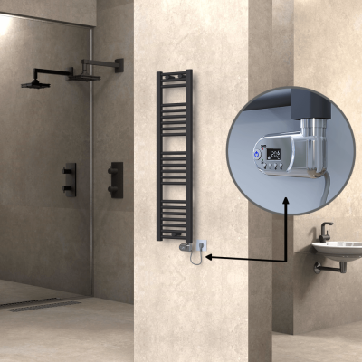 Radiva - HAITI Elektrikli Havlupan 300x1200 Düz Antrasit (Thesis Termostat) 300W (1)