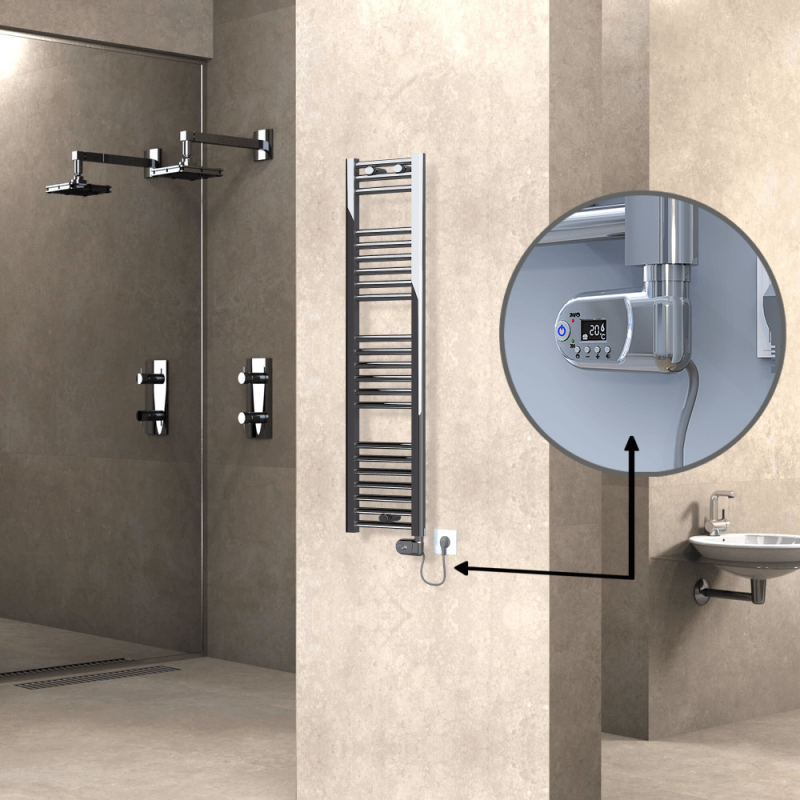 HAITI Elektrikli Havlupan 300x1200 Düz Krom (Thesis Termostat) 200W - 1HAI03001200DK1PE2020