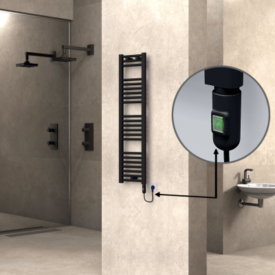 Radiva - HAITI Elektrikli Havlupan 300x1200 Düz Siyah (On/Off Düğmeli) 300W (1)