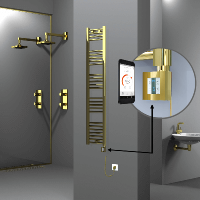 Radiva - HAITI Elektrikli Havlupan 300x1500 Düz Altın (KTX4 Termostat) 300W Spiral Kablolu