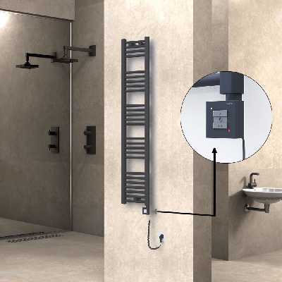 Radiva - HAITI Elektrikli Havlupan 300x1500 Düz Antrasit (KTX1 Termostat) 600W Spiral Kablolu (1)