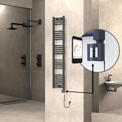 Radiva - HAITI Elektrikli Havlupan 300x1500 Düz Antrasit (KTX4 Termostat) 600W Spiral Kablolu (1)