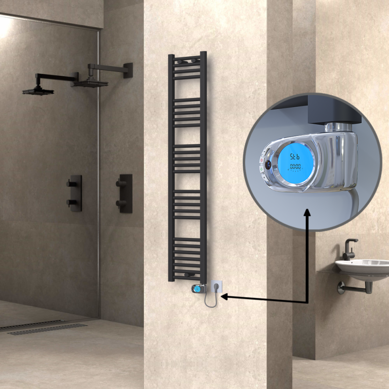 HAITI Elektrikli Havlupan 300x1500 Düz Antrasit (Musa Termostat) 600W - 1HAI03001500DB2TE3060