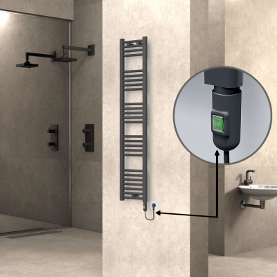 Radiva - HAITI Elektrikli Havlupan 300x1500 Düz Antrasit (On/Off Düğmeli) 600W (1)