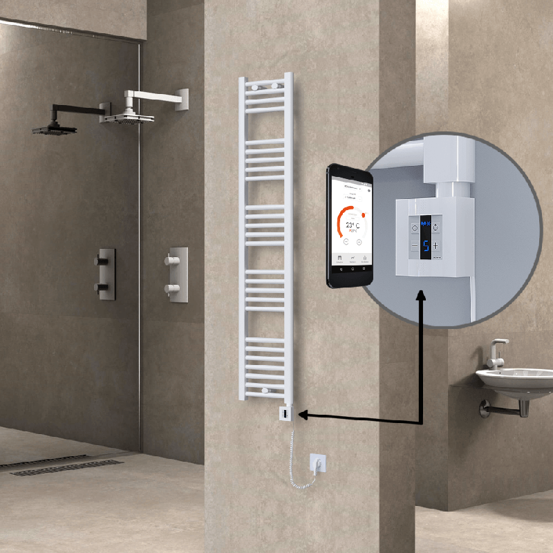 HAITI Elektrikli Havlupan 300x1500 Düz Beyaz (KTX4 Termostat) 600W Spiral Kablolu - 1HAI03001500DB1PEC060-K