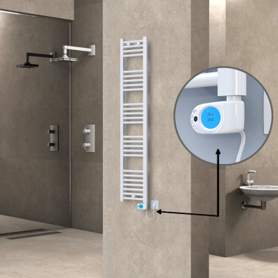 Radiva - HAITI Elektrikli Havlupan 300x1500 Düz Beyaz (Musa Termostat) 600W